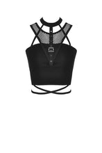 Load image into Gallery viewer, Punk net splicing midriff-baring top T-shirt TW266 - Gothlolibeauty