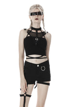 Load image into Gallery viewer, Punk net splicing midriff-baring top T-shirt TW266 - Gothlolibeauty