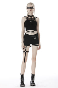 Punk net splicing midriff-baring top T-shirt TW266 - Gothlolibeauty