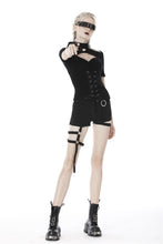 Load image into Gallery viewer, Punk hollow chest lace up short sleeves T-shirt TW270 - Gothlolibeauty