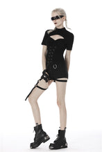 Load image into Gallery viewer, Punk hollow chest lace up short sleeves T-shirt TW270 - Gothlolibeauty