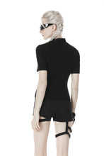 Load image into Gallery viewer, Punk hollow chest lace up short sleeves T-shirt TW270 - Gothlolibeauty