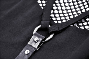 Punk star net splicing non-sleeves T-shirt TW273 - Gothlolibeauty