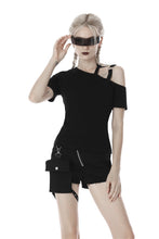 Load image into Gallery viewer, Punk asymmetrical design sexy shoulder T-shirt TW275 - Gothlolibeauty
