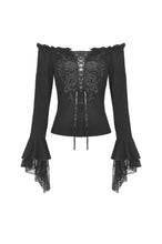 Load image into Gallery viewer, Gothic princess flower lace up off-shouders top TW301