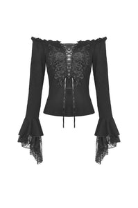 Gothic princess flower lace up off-shouders top TW301
