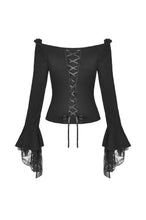 Load image into Gallery viewer, Gothic princess flower lace up off-shouders top TW301