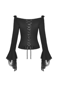 Gothic princess flower lace up off-shouders top TW301