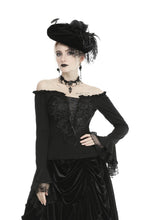 Load image into Gallery viewer, Gothic princess flower lace up off-shouders top TW301