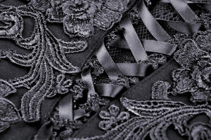 Gothic princess flower lace up off-shouders top TW301