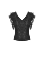 Load image into Gallery viewer, Gothic sexy lace ruffle short sleeves top TW319