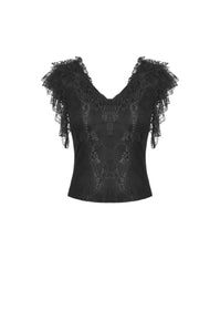 Gothic sexy lace ruffle short sleeves top TW319