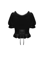Load image into Gallery viewer, Gothic round neck short sleeves velvet top TW320