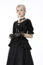Load image into Gallery viewer, Gothic round neck short sleeves velvet top TW320