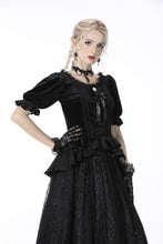 Load image into Gallery viewer, Gothic round neck short sleeves velvet top TW320