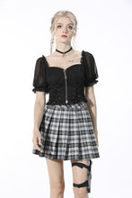 Load image into Gallery viewer, Rock doll lace up waist pin zip top TW327