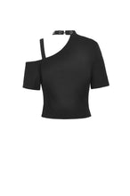 Load image into Gallery viewer, Punk sexy asymmetrical cold shoulder top TW329