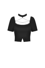 Load image into Gallery viewer, Punk chain chest squace neck top TW330