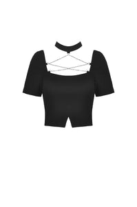 Punk chain chest squace neck top TW330