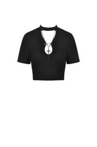 Punk hollow out chain chest top TW331