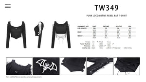 Punk locomotive rebel bat T-shirt TW349