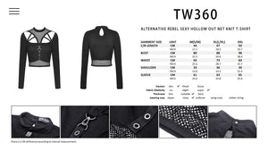 Alternative rebel sexy hollow out net knit T-shirt TW360