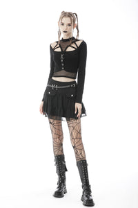 Alternative rebel sexy hollow out net knit T-shirt TW360