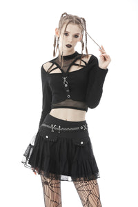 Alternative rebel sexy hollow out net knit T-shirt TW360
