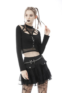 Alternative rebel sexy hollow out net knit T-shirt TW360