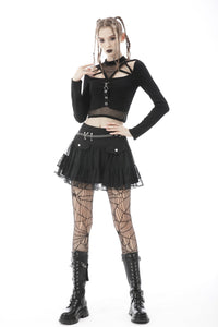Alternative rebel sexy hollow out net knit T-shirt TW360