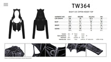 Load image into Gallery viewer, Night cat zipper hoody top TW364