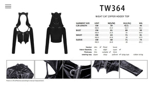 Night cat zipper hoody top TW364
