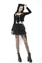 Load image into Gallery viewer, Night cat zipper hoody top TW364