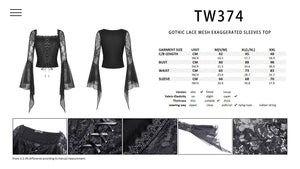 Gothic lace mesh exaggerated sleeves top TW374