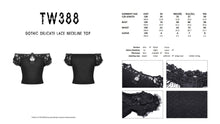 Load image into Gallery viewer, Gothic delicate lace neckline top TW388