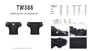 Gothic delicate lace neckline top TW388