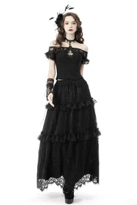Gothic delicate lace neckline top TW388