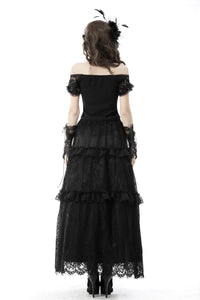 Gothic delicate lace neckline top TW388