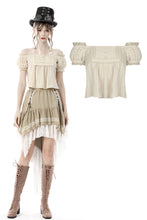 Load image into Gallery viewer, Steampunk frilly off-the-shoulder blush top TW390
