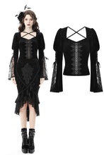 Load image into Gallery viewer, Gothic luxe velvet bell sleeves princess top TW392