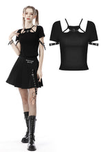 Load image into Gallery viewer, Punk rock girl eyelet cuff top TW394