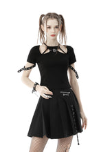 Load image into Gallery viewer, Punk rock girl eyelet cuff top TW394