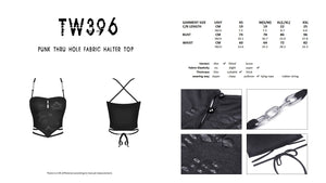 Punk thru hole fabric halter top TW396