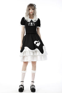 Black lolita two little bears doll top TW401
