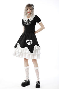 Black lolita two little bears doll top TW401