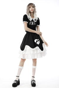 Black lolita two little bears doll top TW401