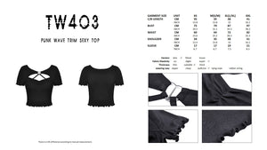 Punk wave trim sexy top TW403