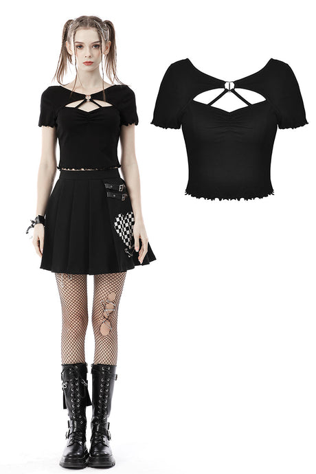 Punk wave trim sexy top TW403