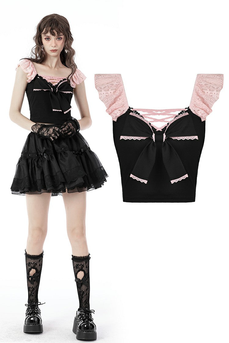 Sexy pink doll bow top TW407