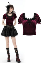 Load image into Gallery viewer, Gothic luxe burgundy velvet top TW418